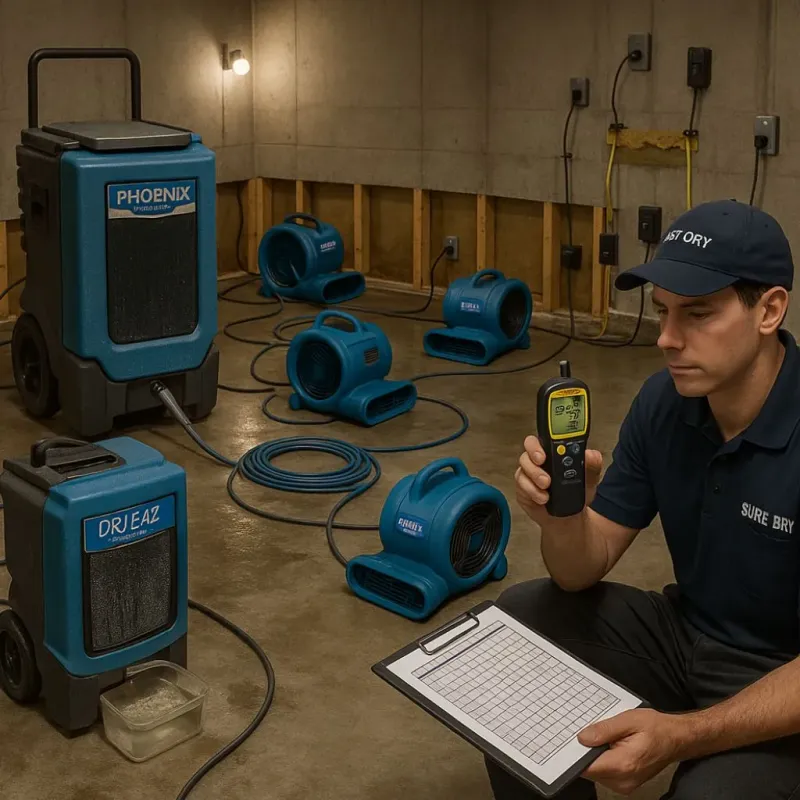 Structural Drying and Dehumidification process in Kellyville, OK